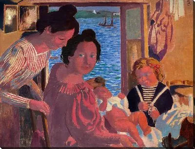 Мать и дитя в Le Pouldu, вечерний свет