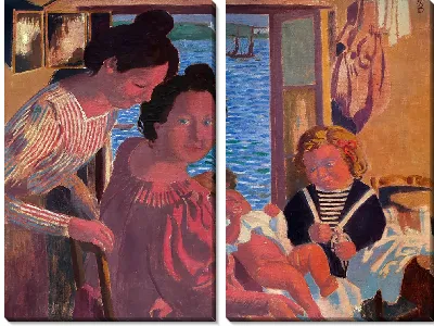 Мать и дитя в Le Pouldu, вечерний свет