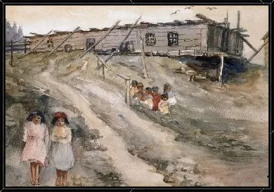 Картина Ада и Луиза возле дома Кедра Канима