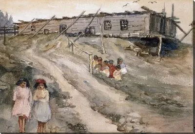 Картина Ада и Луиза возле дома Кедра Канима