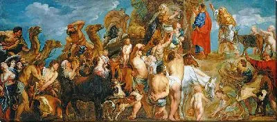 Картина Моисей высекает воду из скалы