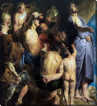 Картина Моисей высекает воду из камня