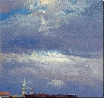 Картина Грозовые тучи над башней замка в Дрездене