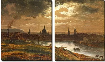 Картина Дрезден при лунном свете
