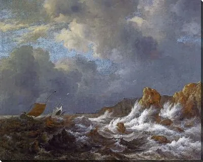 Картина Вид с побережья Норвегии или Бурное море у побережья