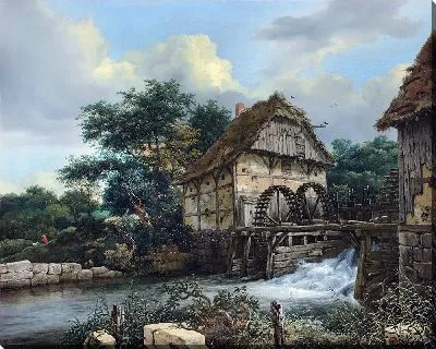 Две водяные мельницы и открытый шлюз