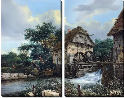 Две водяные мельницы и открытый шлюз