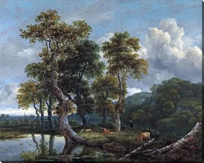 Картина Высокие деревья у воды