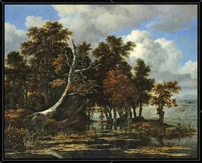 Дубы у озера с кувшинками