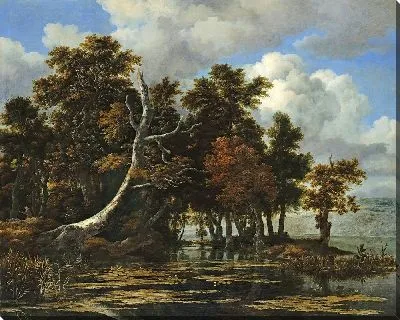 Дубы у озера с кувшинками