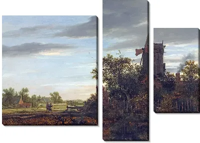 Картина Пейзаж с ветряной мельницей