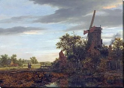 Картина Пейзаж с ветряной мельницей