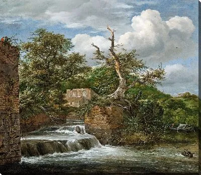 Картина Пейзаж с мельницей и руинами