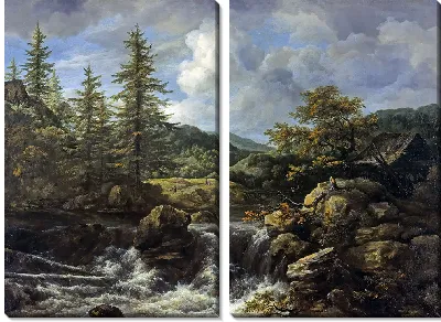 Лесной пейзаж с водопадом