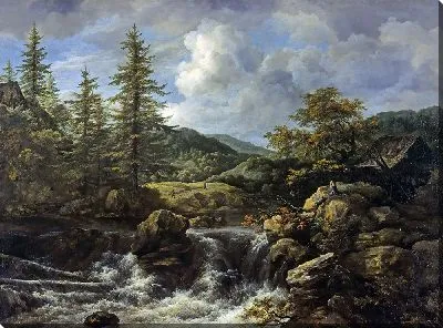 Картина Лесной пейзаж с водопадом