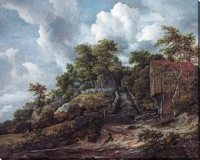 Картина Лесистый склон холма с видом на замок Бентхайм