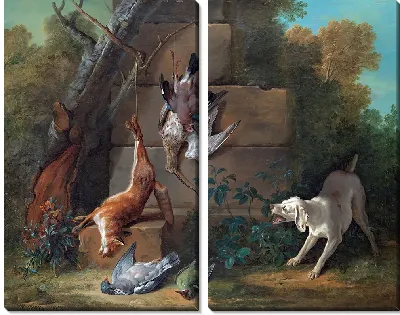 Собака охраняет мертвую дичь