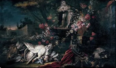 Природа смерти со стрелковым снаряжением и цветами I