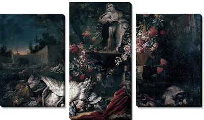 Природа смерти со стрелковым снаряжением и цветами I