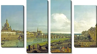 Картина Вид на Дрезден с Фрауэнкирхе слева.