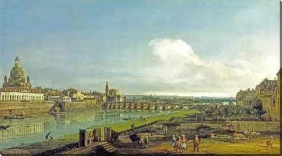 Картина Вид на Дрезден с Фрауэнкирхе слева.