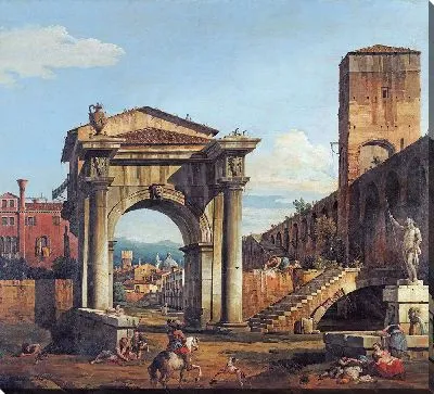 Картина Каприз с городскими воротами и городом Венето