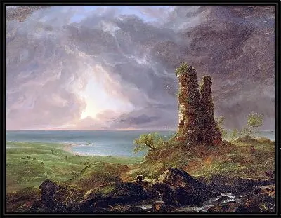 Разрушенная башня (Сцена на средиземноморском побережье с башней)