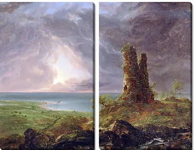 Разрушенная башня (Сцена на средиземноморском побережье с башней)