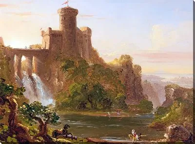 Картина Цитадель и водопад