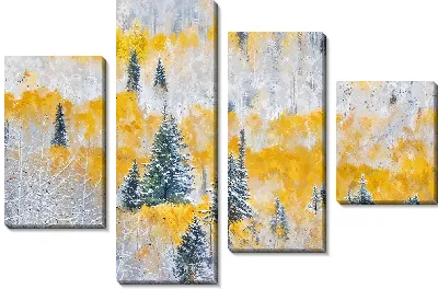 Модульная картина Осенне-зимний лес