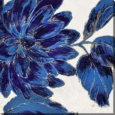Картина маслом Золоченный синий цветок