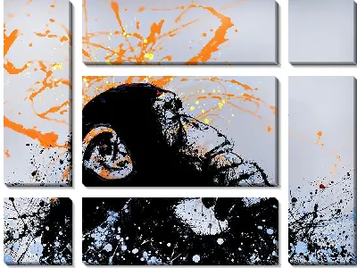 Модульная картина Задумчивая обезьянка