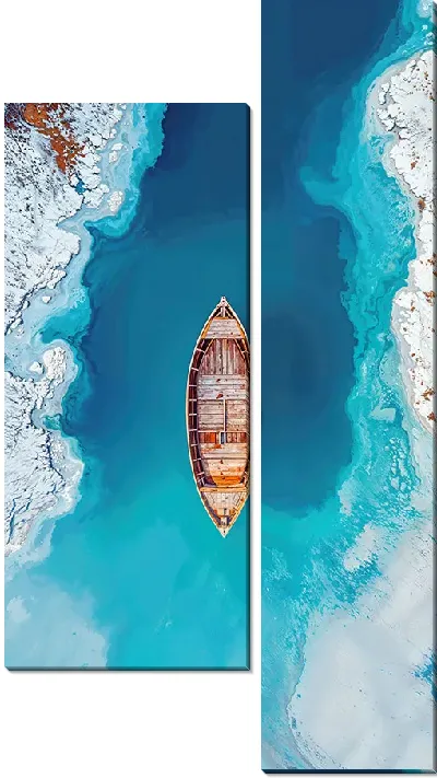 Модульная картина Лодка в лазурной воде