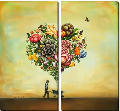 Модульная картина Тележка цветов