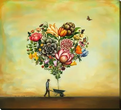 Картина маслом Тележка цветов