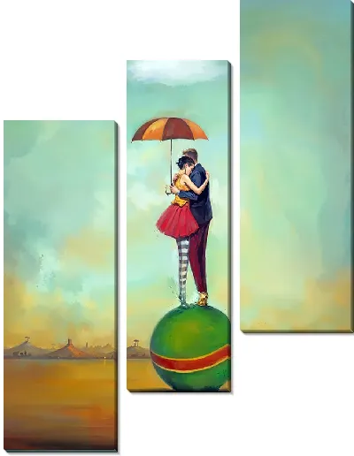 Модульная картина Пара на шаре под зонтом