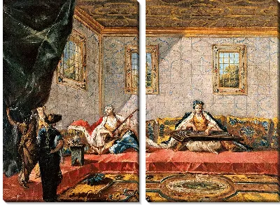 Картина Две одалиски, играющие музыку в гареме