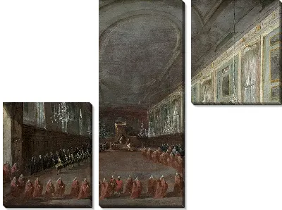 Папа Пий VI сходит с трона, чтобы попрощаться с дожем в зале святых Иоанна и Павла, 1782 г.