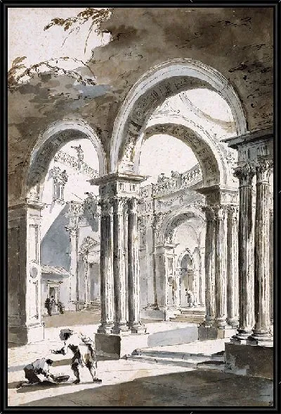 Картина Частично разрушенная колоннада с фигурами