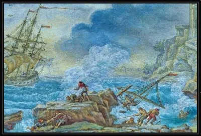 Картина Табакерка с шестью морскими сценами