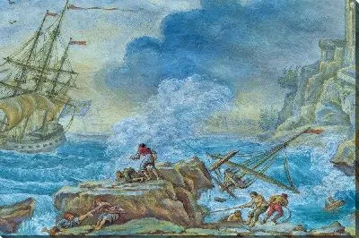 Картина Табакерка с шестью морскими сценами