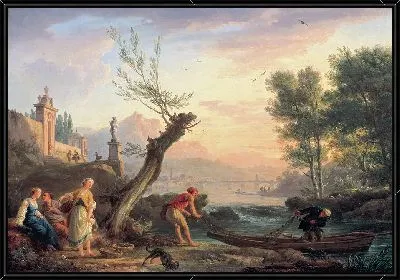 Картина Речные рыбаки вечером