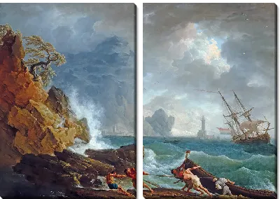 Картина Итальянская гавань в штормовую погоду