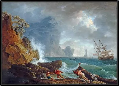 Итальянская гавань в штормовую погоду