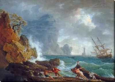 Итальянская гавань в штормовую погоду