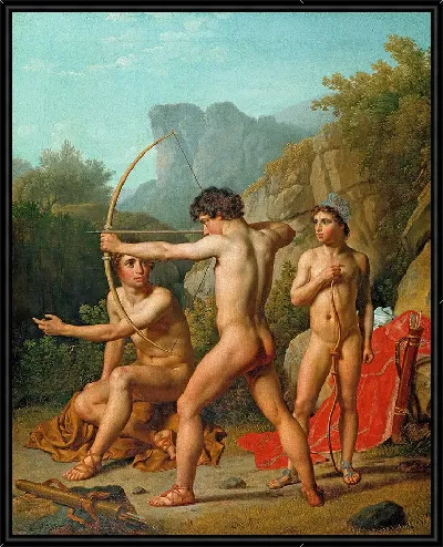 Картина Три спартанских мальчика упражняются в стрельбе из лука