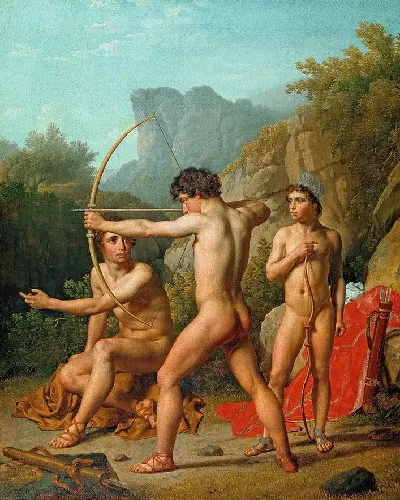 Картина Три спартанских мальчика упражняются в стрельбе из лука