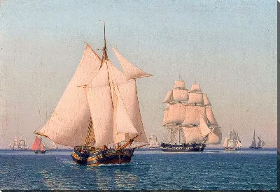 Картина Корабли под парусами при легком ветре ясным летним днем.