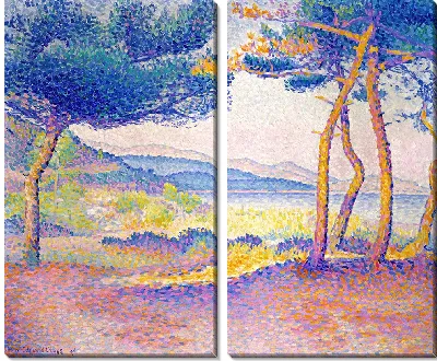 Картина Сосны вдоль берега