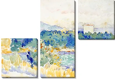 Средиземноморский пейзаж с белым домом